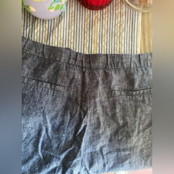 Opus Maritta Pants Women Blue Straight Wide Leg EU Size 42 Drawstring 100% Linen - Picture 11 of 15